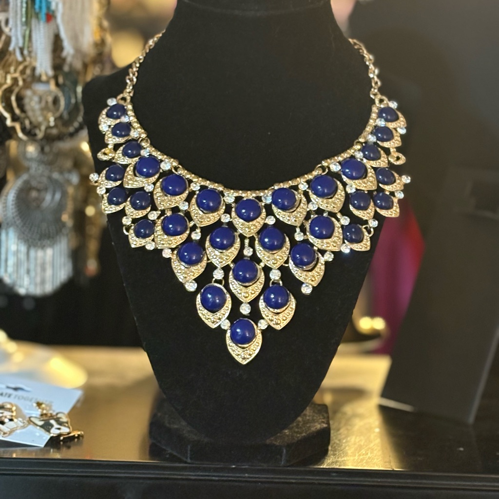 Royal Blue And Gold Necklace